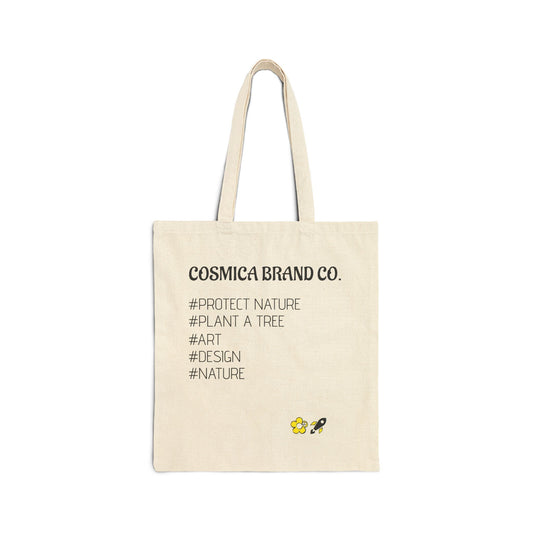 Eco-Friendly Cotton Canvas Tote Bag, Boho Chic Shopping Bag, Nature Lover Gift, Reusable Grocery Tote, Artisan Market Bag